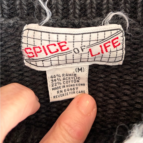 Vintage Spice of Life Brown & Black Striped & Argyle Knit Sweater -shoulder pads - Picture 2 of 11